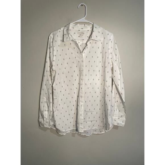 Garnet Hill Classi Floral Print Pima Cotton Button Down Long Sleeve Top Size 12 - Picture 1 of 11